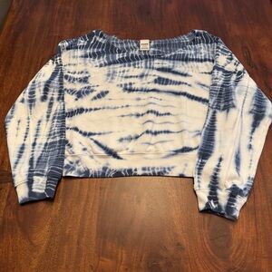 PINK Victoria’s Secret Tie-Dyed Long Sleeve Raw Edge Open Neck Sweatshirt